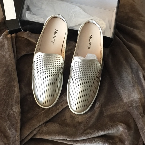 Masseys Shoes - Masseys, Gold Synthetic Leather Mule Sneaker..NIB